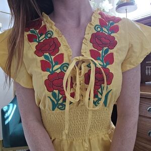 Women's Floral Embroidered Jumpsuit | Casual, Short Sleeves, Pockets! ✨️